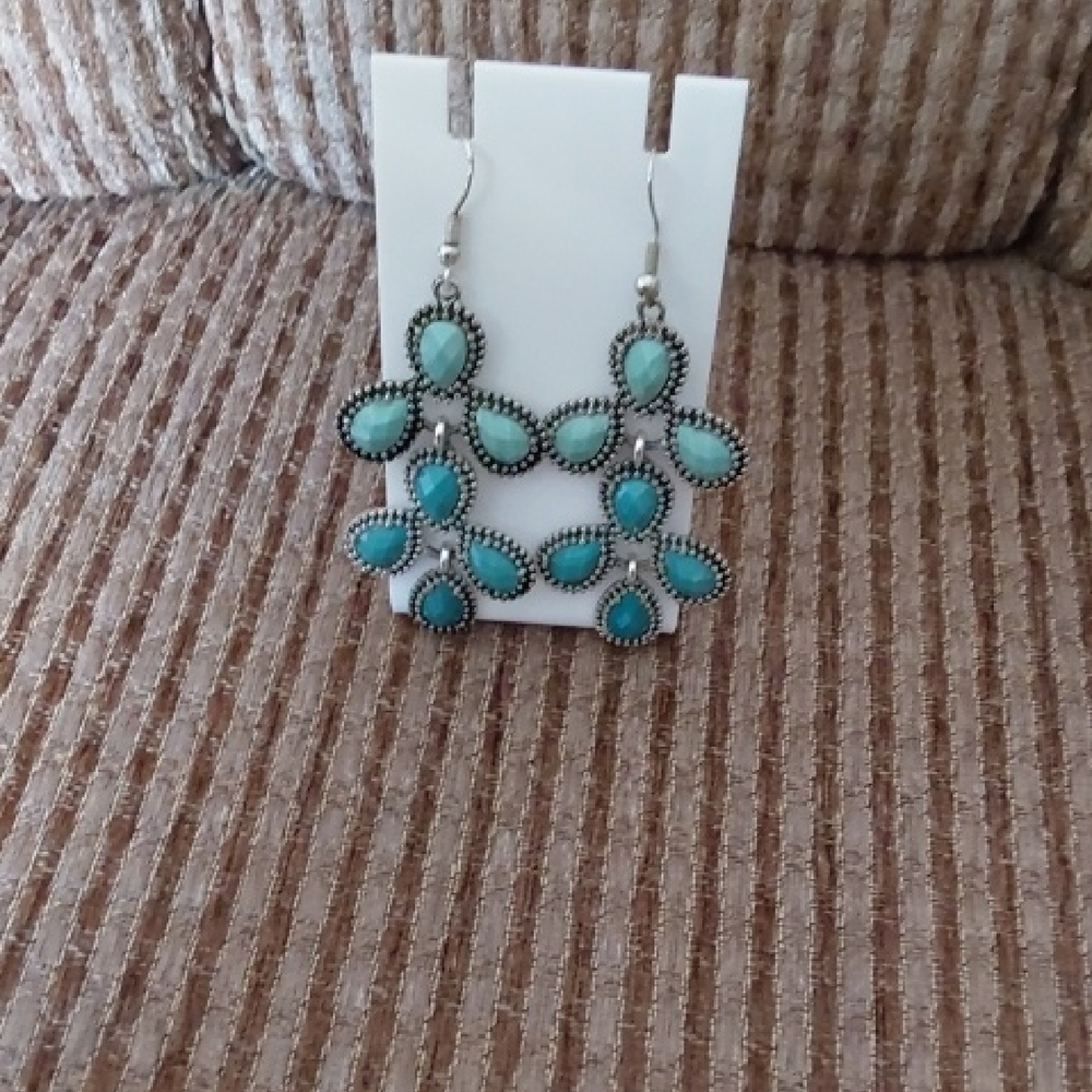 Elegant Faux Turquoise Dangle Earrings